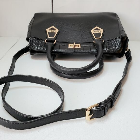 Bob Mackie Rodeo Drive Croc Print Leather Satchel Handbag - Picture 6 of 12